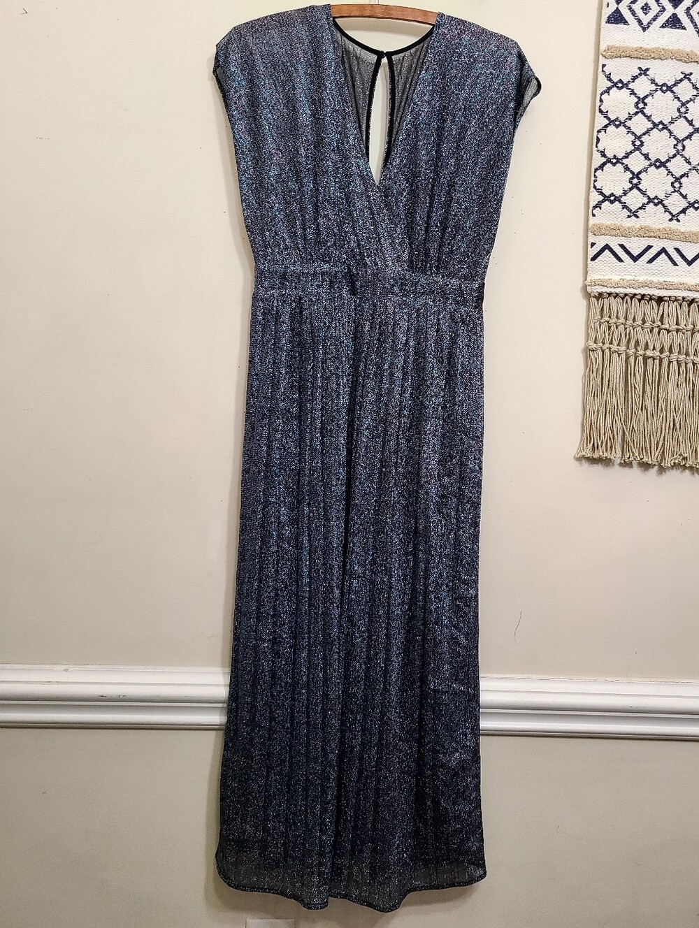 Anthropologie Moulinette Soeurs Metalkic Wrap Pleated Midi Dress Size 4 - Picture 4 of 8